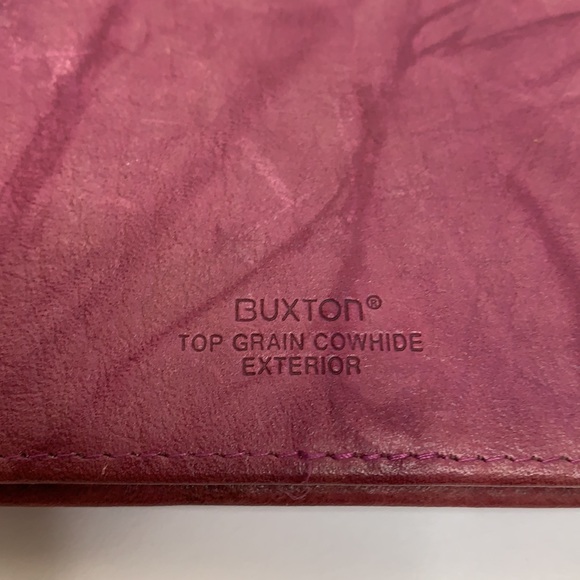 Buxton | Plum Top Grain Cowhide Leather Pocketbook | Travel Card Holder | Clutch - Picture 9 of 14